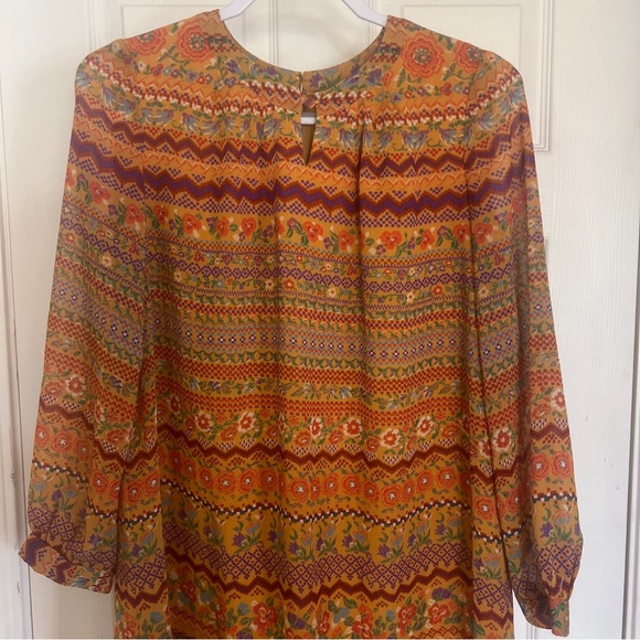 Howdy floral lined long sleeve shift dress boho granny core size Med cute - Picture 2 of 8